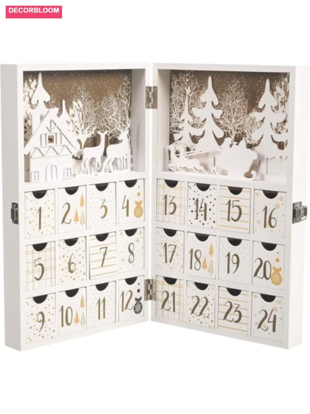 Wooden Advent Calendar 24 Fillable Drawers Reusable Christmas Countdown Decor